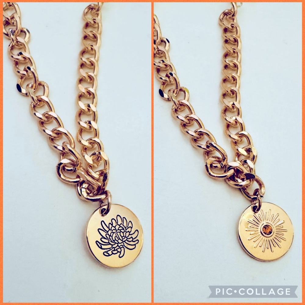 November Birthstone and Flower Charm on a Curb Chain
Slider Bracelet - Gold